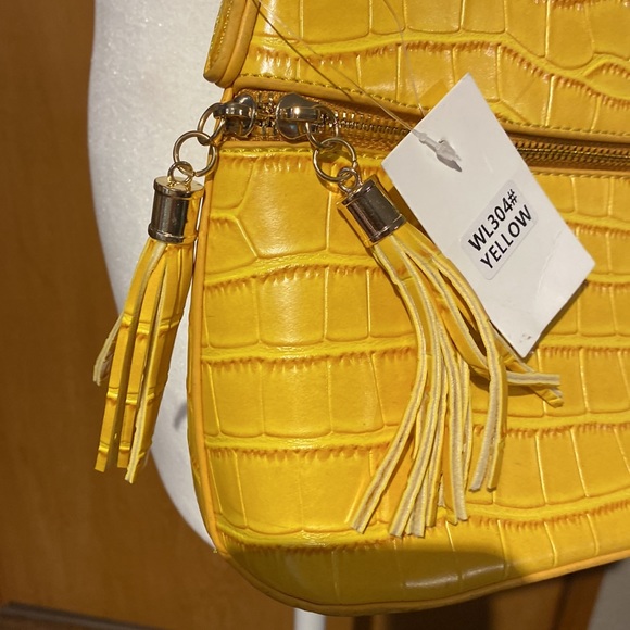 NWT  yellow handbag, no brand, brand new - Picture 4 of 6
